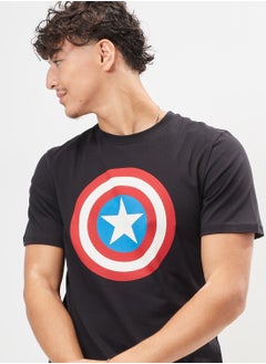 SP Characters Captain America Print T-shirt with Crew Neck and Short Sleeves  - Image 3