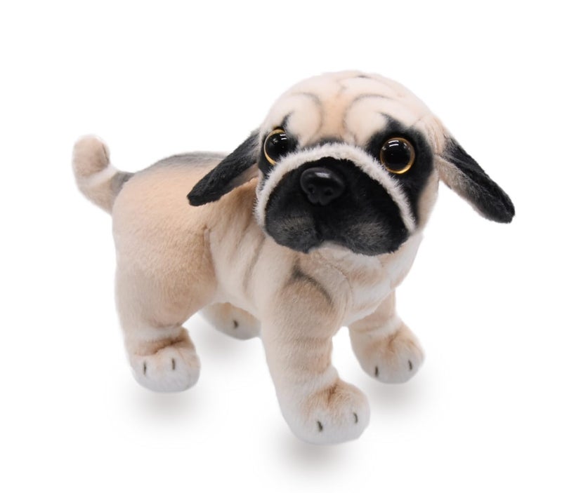 YONLIT Lifelike Pug Dog Stuffed Animal Animated Plush Puppy Toy Doll Super Realistic Dogs Act Like Real Excellent Gifts for Kids Birthday Party Dog Collection 9 Inches Pug - Image 3