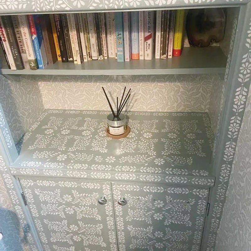 Yhliua Corner Border Stencils for Crafts, Mexican Flower Floral Lace Furniture Stencils for Painting on Wood Reusable Wood Burning Drawing Art Paint Patterns for Wall Cookie Canvas Floor(Border) - Image 3