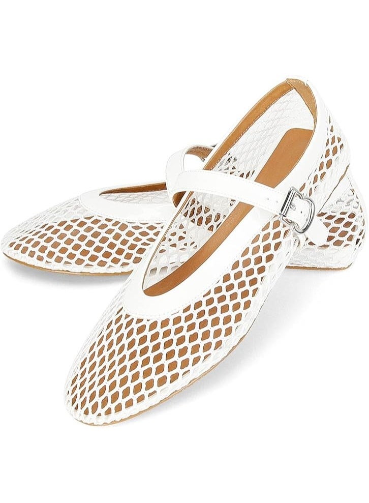 عاليا باريس حذاء باليه مسطح من ألايا بتصميم شبكي - أبيض - Image 1