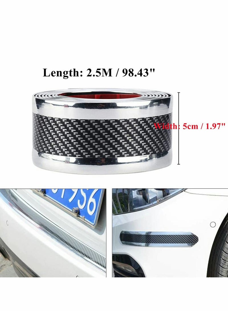 Universal Carbon Fiber Car Door Entry Guards, Flexible Self,Adhesive Sill Stickers for SUV and Truck, 5x300cm Silver - Image 2