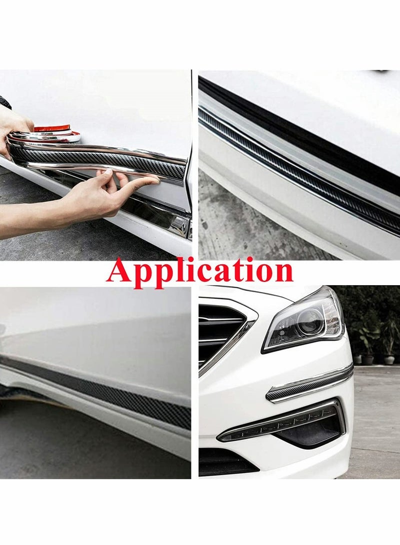 Universal Carbon Fiber Car Door Entry Guards, Flexible Self,Adhesive Sill Stickers for SUV and Truck, 5x300cm Silver - Image 4