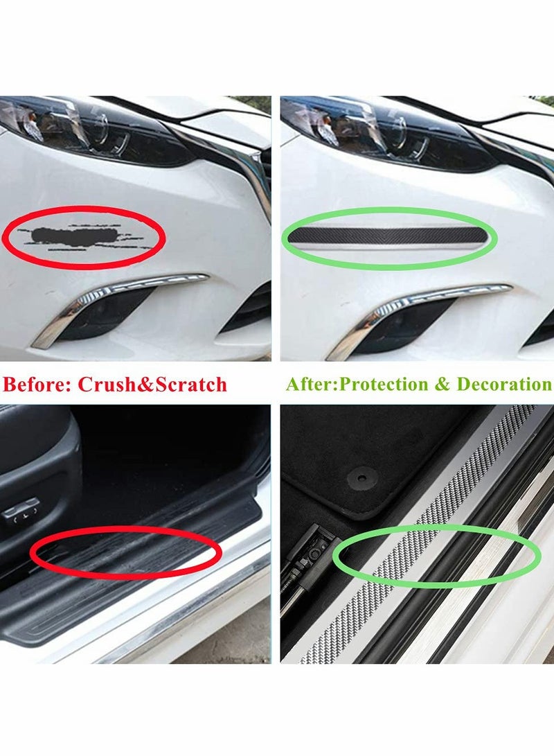 Universal Carbon Fiber Car Door Entry Guards, Flexible Self,Adhesive Sill Stickers for SUV and Truck, 5x300cm Silver - Image 5
