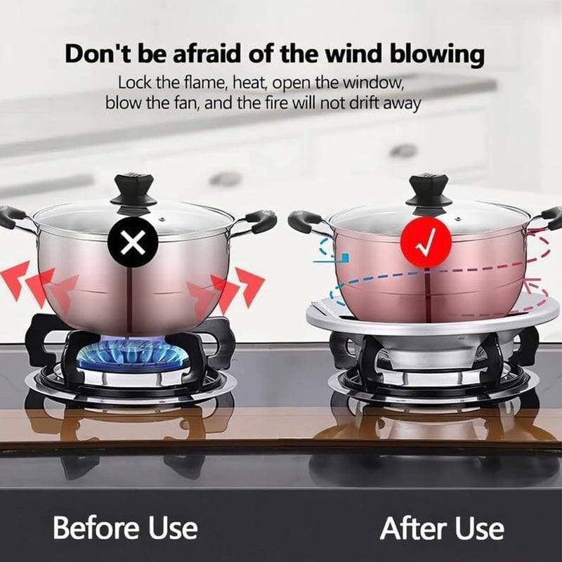 Sk 2 Pcs Heavy Duty Gas Saver Burner Stand Gas Stove Stand for Saving Gas Fire and Windproof Energy Saver Chula Gas Stand for Burner Protector for Wind Cover for Gas  - Image 3