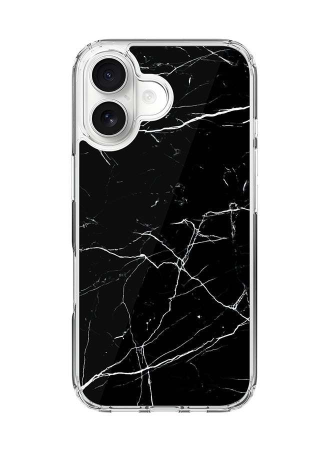 Stylizedd Classic Clear MagSafe Case for iPhone 17 , Hybrid Soft Case Flexible Edges Anti Drop TPU PC Gel Thin Transparent Cover [ Designed for iPhone 17 ] - Marble Print Black