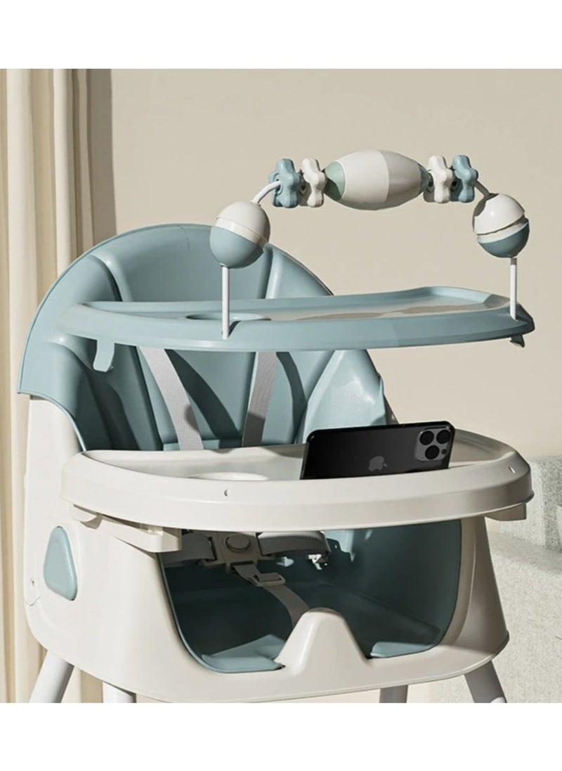 Kidilo - Kidillo Baby High Chair with Footrest, Toddler Feeding Booster Seat with Tray, Wheels, Toy Bar and Safety Harness for Kids - Image 1