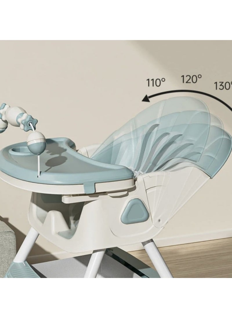 Kidilo - Kidillo Baby High Chair with Footrest, Toddler Feeding Booster Seat with Tray, Wheels, Toy Bar and Safety Harness for Kids - Image 1