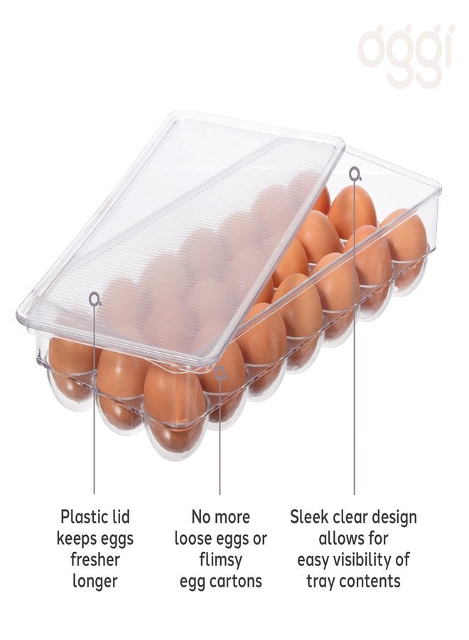 Oggi Stackable Covered Egg Holder - Kitchen Organization, Fridge Organizer, Food Storage, Clear Stackable Storage Bins, 21 Egg Tray - Image 2