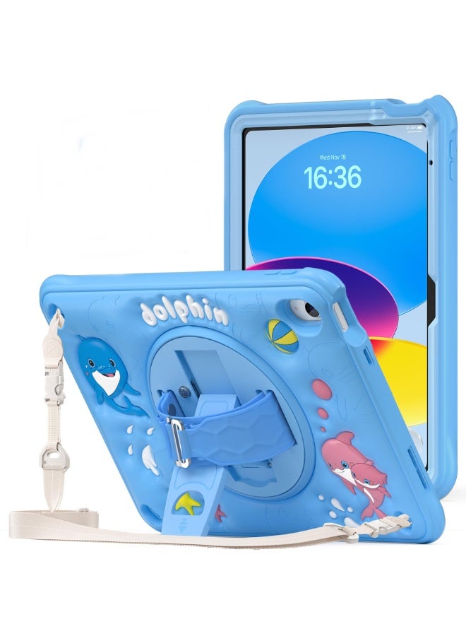 Cover for Apple iPad (A16) 11th/10th Generation (2025/2022) Case Cover, Tough Bubble Kids case Cover for Apple iPad 11th/10th Gen 2025/2022 with Rotating Kickstand  Shoulder Strap - Image 1