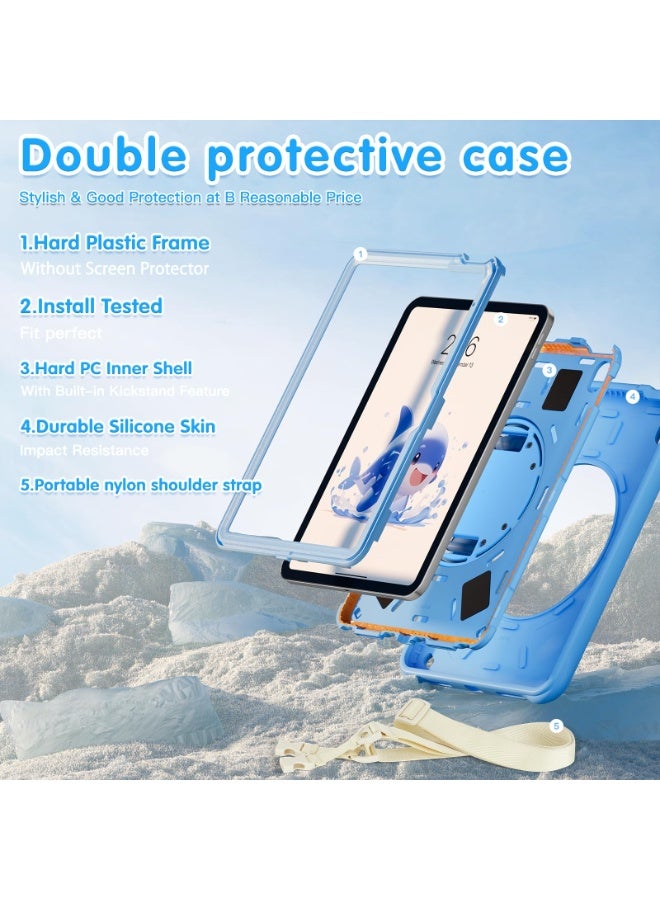 Cover for Apple iPad (A16) 11th/10th Generation (2025/2022) Case Cover, Tough Bubble Kids case Cover for Apple iPad 11th/10th Gen 2025/2022 with Rotating Kickstand  Shoulder Strap - Image 2
