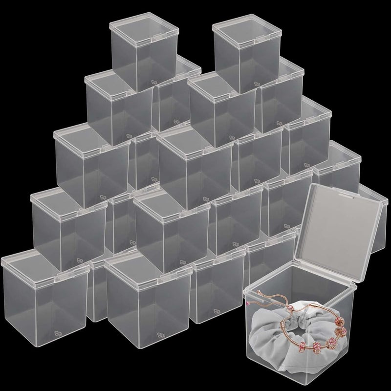 JAPCHET 72 Pieces Plastic Bead Storage Containers Clear Small Bead Organizers with Lid Clear Square Display Boxes for Beads Buttons and Candies 22 x 22 x 23 In - Image 1