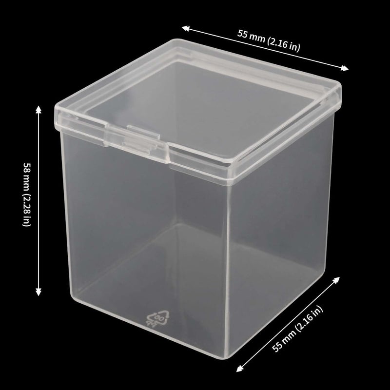 JAPCHET 72 Pieces Plastic Bead Storage Containers Clear Small Bead Organizers with Lid Clear Square Display Boxes for Beads Buttons and Candies 22 x 22 x 23 In - Image 2