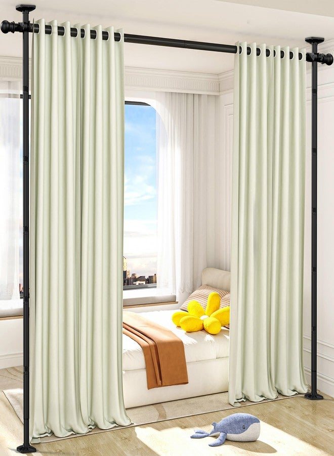 AKTOP Room Divider Curtain Rod, No Drilling Privacy Room Separator for Space Partition, 4-11ft(H) 28-117”(W) Adjustable Heavy Duty Floor to Ceiling Wall Divider Tension Rod for Room Separation, Black - Image 1
