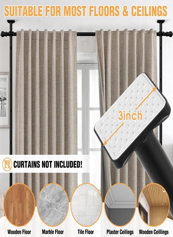 AKTOP Room Divider Curtain Rod, No Drilling Privacy Room Separator for Space Partition, 4-11ft(H) 28-117”(W) Adjustable Heavy Duty Floor to Ceiling Wall Divider Tension Rod for Room Separation, Black - Image 5