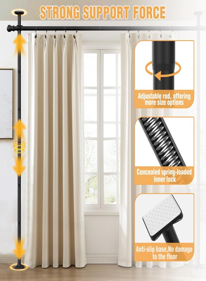 AKTOP Room Divider Curtain Rod, No Drilling Privacy Room Separator for Space Partition, 4-11ft(H) 28-117”(W) Adjustable Heavy Duty Floor to Ceiling Wall Divider Tension Rod for Room Separation, Black - Image 3
