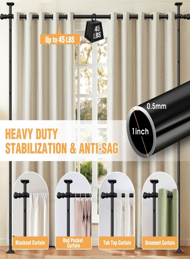 AKTOP Room Divider Curtain Rod, No Drilling Privacy Room Separator for Space Partition, 4-11ft(H) 28-117”(W) Adjustable Heavy Duty Floor to Ceiling Wall Divider Tension Rod for Room Separation, Black - Image 4