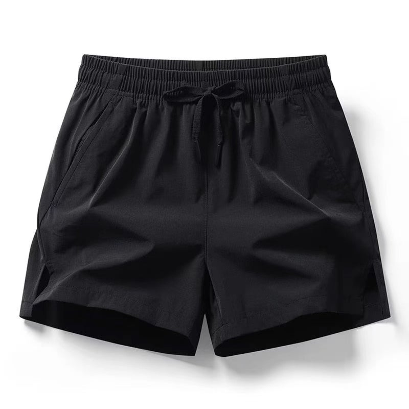 Student Sports Shorts Mens Summer Ice Silk Sports Thin Mens and Womens Triple Pants Running Short Pants for Hair Black  - Image 1