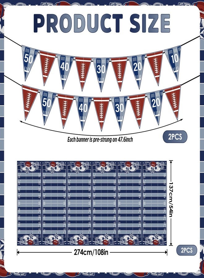 iPartyGo Football Birthday Party Decorations - 4 Pcs Blue 54 x 108 Inches Disposable Plastic Tablecloth Banner Decor Set American Rugby Sports Supplies for Game Day Tailgate Fans Boys Men Cowboy - Image 4