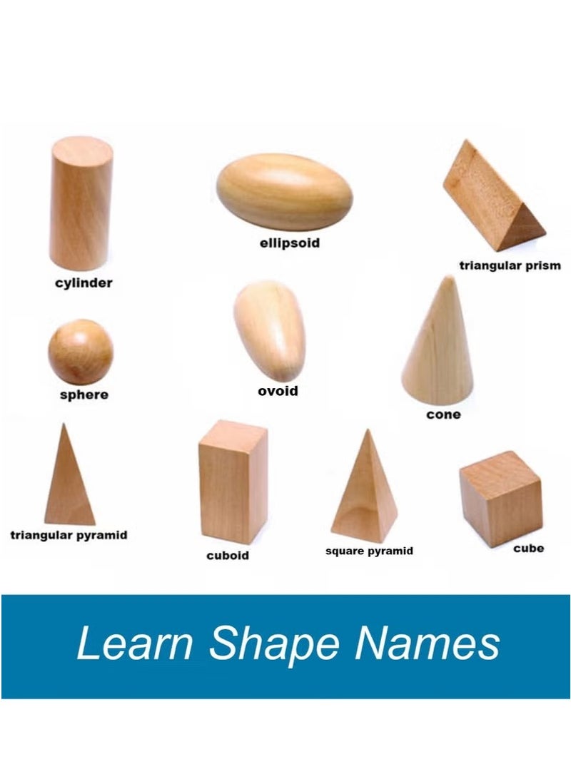 Realfrog Geometric Solids Guess Game - 3D Shapes Miniature Set -Wooden Montessori Toys - Ages 3 and Up - Image 2