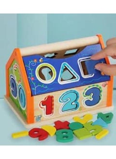 Generic Wooden Number House for Kids, Educational Building Number Toys, Help Train Child's Hand Eye Coordination and Shape Number Recognition 