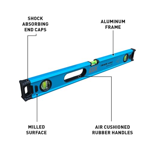 OX Tools Trade Series 2ft Non Magnetic Box Beam Levels - 24 inch Level Aluminum Body Level Hand Tools - Magnified Vials, Shock Absorbing End Cap, Soft Grip Handle Leveler Tool OX-T024206 - Image 2