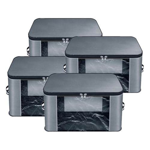GROFFY Nylon Wardrobe Bag Underbed Moisture Proof Cloth Storage Organizer, Storage box for Clothes Saree Bags with Zippered Closure & Handle Square (SET OF 4) - Image 1
