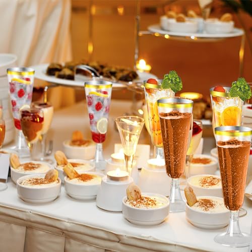 SUREHOME Gold Champagne Flutes Plastic Champagne Glasses Disposable 40 Pack Gold Rim Unbreakable & Crystal Stemware Wedding Toasting Wine Mimosa Glasses Cups Bulk for Birthday Party Supplies 2025 - Image 4