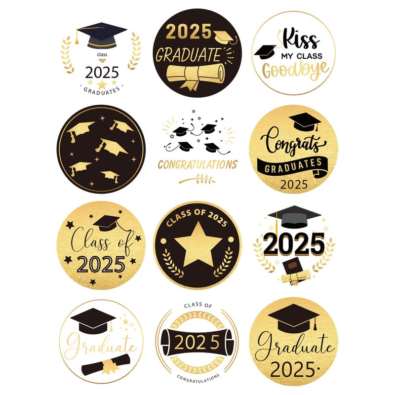 starboling Starboling Graduation Cap Sticker240 Pcs 15 Inch Gold Graduate Thank You StickerClass of 2025 for Envelope Seal Stickers Grad Hat SelfAdhesive Label for Graduation Party Favors