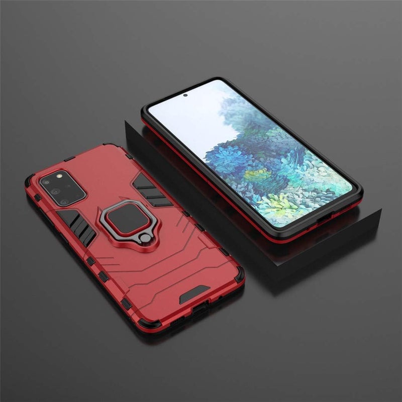 MaiJin Compatible with Samsung Galaxy S20 Plus, Galaxy S20Plus 5G Case, Metal Ring Grip Kickstand Bumper (Works with Magnetic Car Mount) Dual Layer Rugged Cover (Red) - Image 5