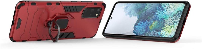 MaiJin Compatible with Samsung Galaxy S20 Plus, Galaxy S20Plus 5G Case, Metal Ring Grip Kickstand Bumper (Works with Magnetic Car Mount) Dual Layer Rugged Cover (Red) - Image 2