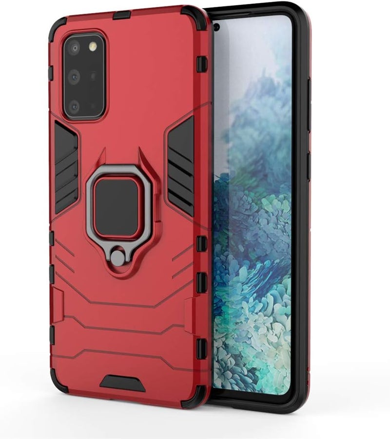 MaiJin Compatible with Samsung Galaxy S20 Plus, Galaxy S20Plus 5G Case, Metal Ring Grip Kickstand Bumper (Works with Magnetic Car Mount) Dual Layer Rugged Cover (Red) - Image 4