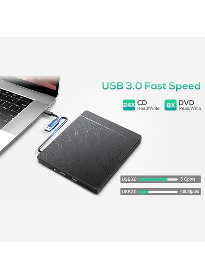 External Portable Disc Burner for Laptop Plug and Play with USB Cable and Card Slot - Image 3