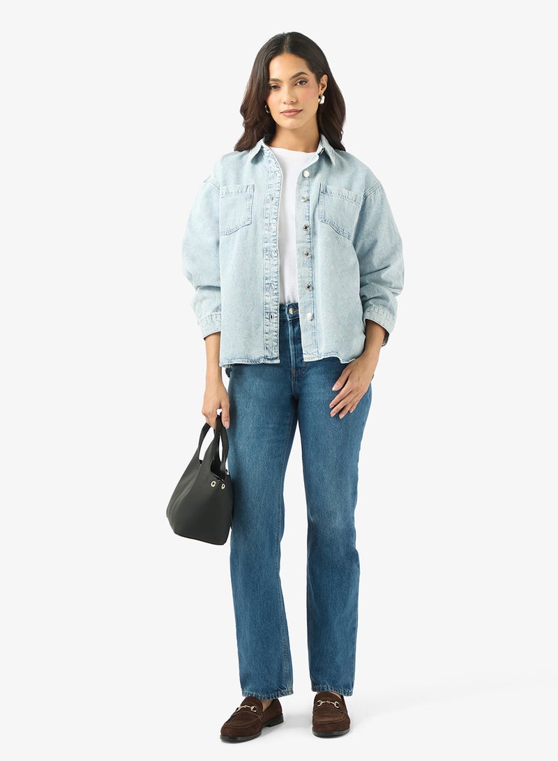 VERO MODA Vmjennie Button Down Denim Shirt - Image 4