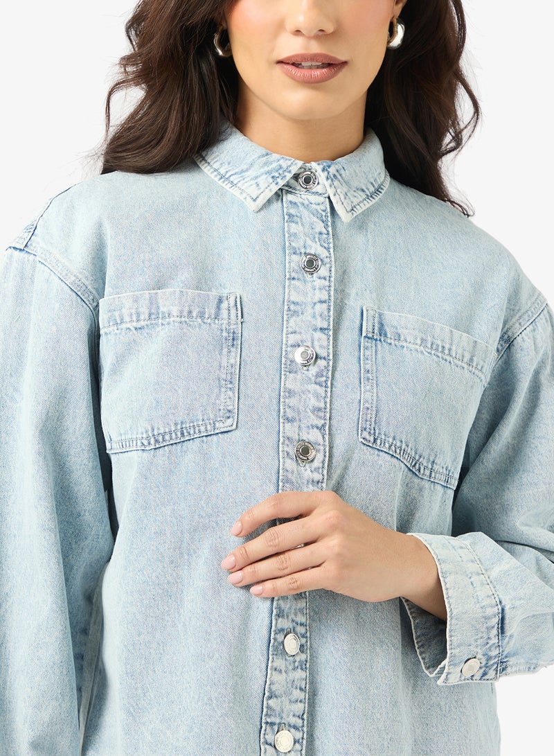 VERO MODA Vmjennie Button Down Denim Shirt - Image 3