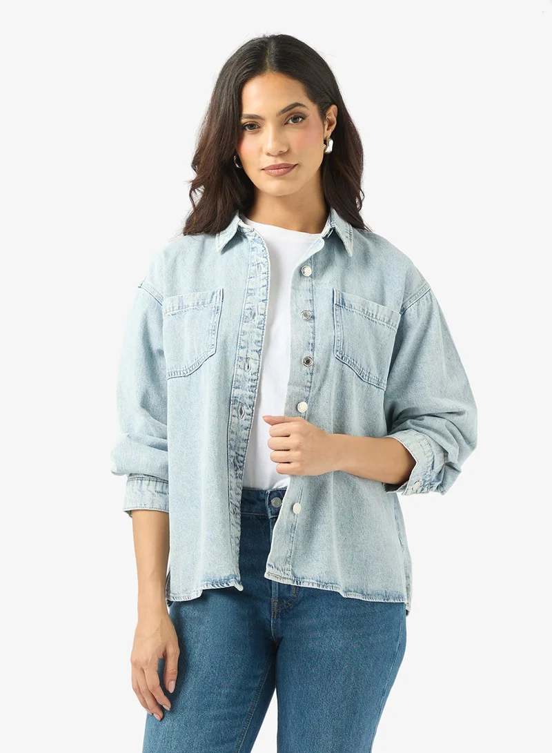 VERO MODA Vmjennie Button Down Denim Shirt