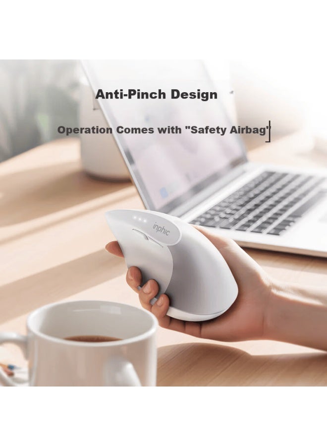 Inphic X9pro Wireless Ergonomic Vertical Mouse Office Silent Laptop Mouse 58° Support Anti-pinch 4-level Dpi Gray - Image 2
