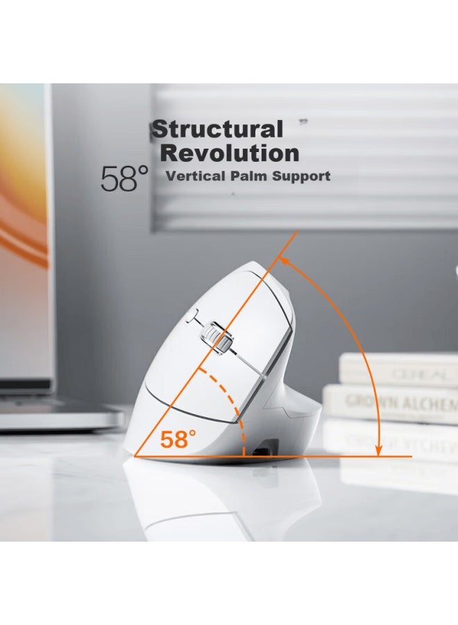Inphic X9pro Wireless Ergonomic Vertical Mouse Office Silent Laptop Mouse 58° Support Anti-pinch 4-level Dpi Gray - Image 3