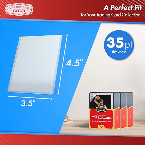 Cardboard Gold - 35pt Top Loaders for Cards - 25 Count - Premium 3x4 Inch Trading Card Toploaders - Protect Your Baseball and Sports Cards with These Crystal Clear Hard Plastic Sleeves Protectors - Image 2