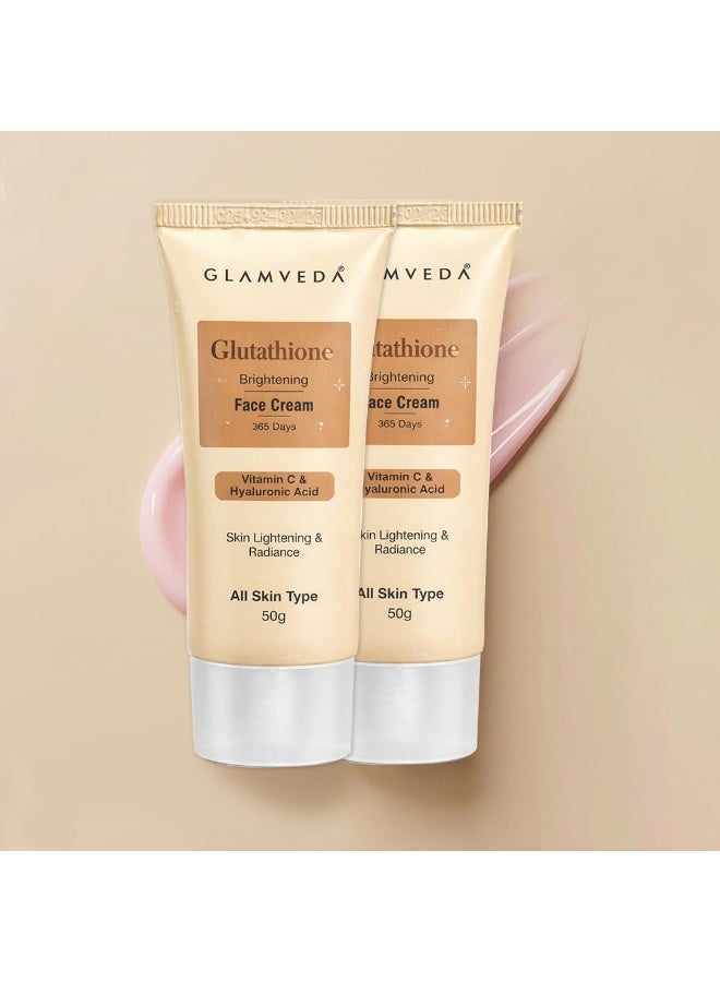 جلامفيدا كريم الوجه جلوترفيد Glutathione من Glamveda بوزن 50 جم عبوتان | لتفتيح البشرة | مع فيتامين سي وحمض الهيالورونيك لبشرة صافية ومشرقة | يقلل من البقع الداكنة وفرط التصبغ - Image 1