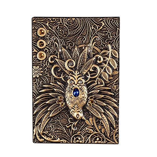 molshine A5 (5.5" x 8.3") Embossed Journals Vintage Notebook,Retro Leather Bronze Diary,100 Sheets Paper,Hardcover Travel Notepad for Writing,Sketchbook,Collection,Gift,Decoration, Phoenix(Bronzed) - Image 2