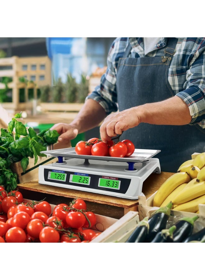 DubaiGallery Computing Scale for Commercial Use, Dual LCD Display, Stainless Steel Platform, Rechargeable Battery, Ideal for Fruits, Vegetables, Meat, and Produce - Image 4