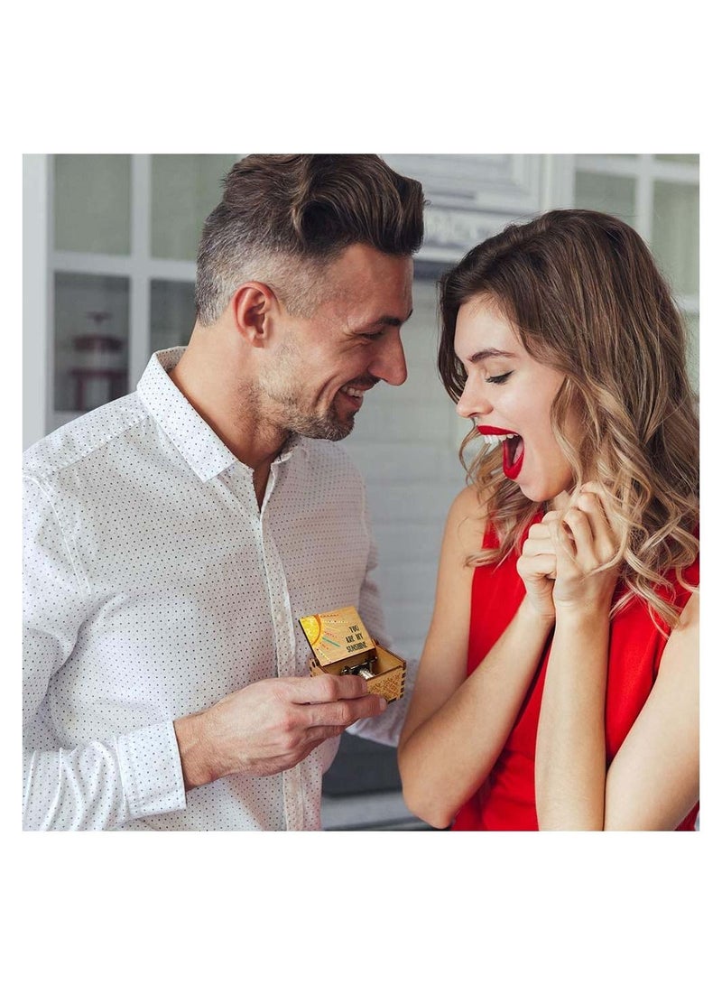 SYOSI You are My Sunshine Wood Music Box Laser Engraved Vintage Wooden Hand Crank Giftsfor Wife Daughter Son for Birthday Anniversary Wedding Valentine Mother’s Day  - Image 4