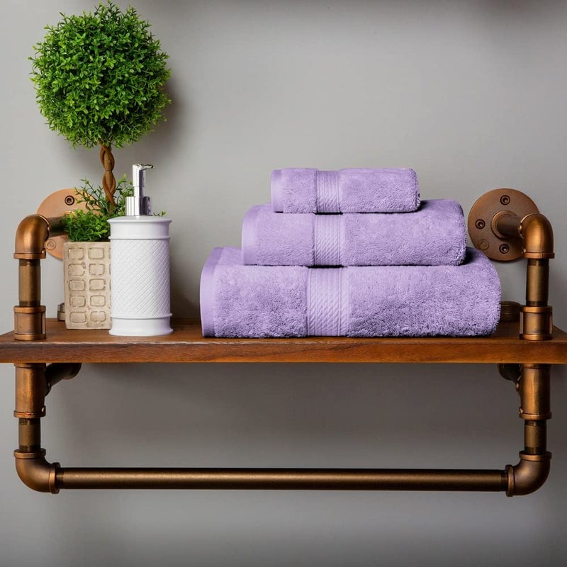 سوبيريور مجموعة مناشفات القطن المصرية المتفوقة 3 قطعة تشمل 1 حمام 1 اليد 1 منشفة الوجه/مناشف فاخرة فاخرة فاخرة غسل - Image 2