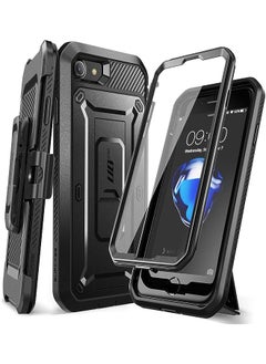 Unicorn Beetle Pro Series Case for iPhone SE (2022/2020) /iPhone 7 /iPhone 8, Full-Body Dual Layer Rugged Belt-Clip & Kickstand Case with Built-in Screen Protector (Black)