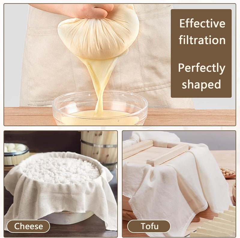 MOXYOY 2 Pcs Hemmed Cheese Cloths for Straining Reusable,50 * 50 cm Cheesecloth,Cotton Cloth Food Strainer,100% Unbleached Pure Cotton Ultra Fine Cheesecloth for Baking,Cooking,Homemade Cheese,Butter - Image 5