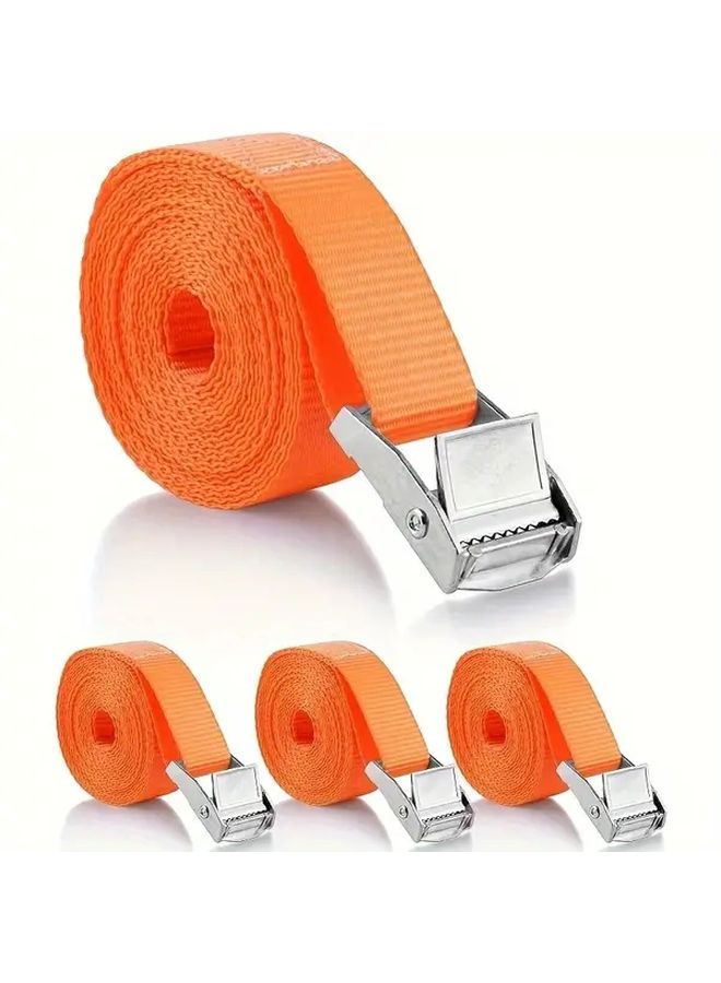 4pcs Heavy Duty Ratchet Straps Adjustable Nylon Tie Down for Car RV Motorcycle Bike - Image 2