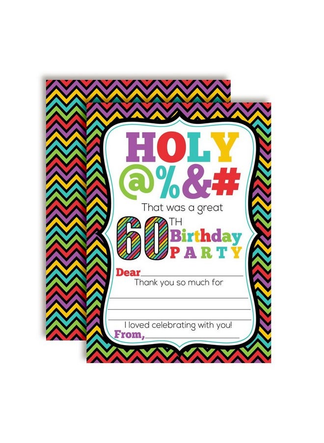Amanda Creation - Holy @% 60Th Themed Thank You Notes, Ten 4" X 5.5" Fill In The Blank Cards With 10 White Envelopes By Amandacreation - Image 1