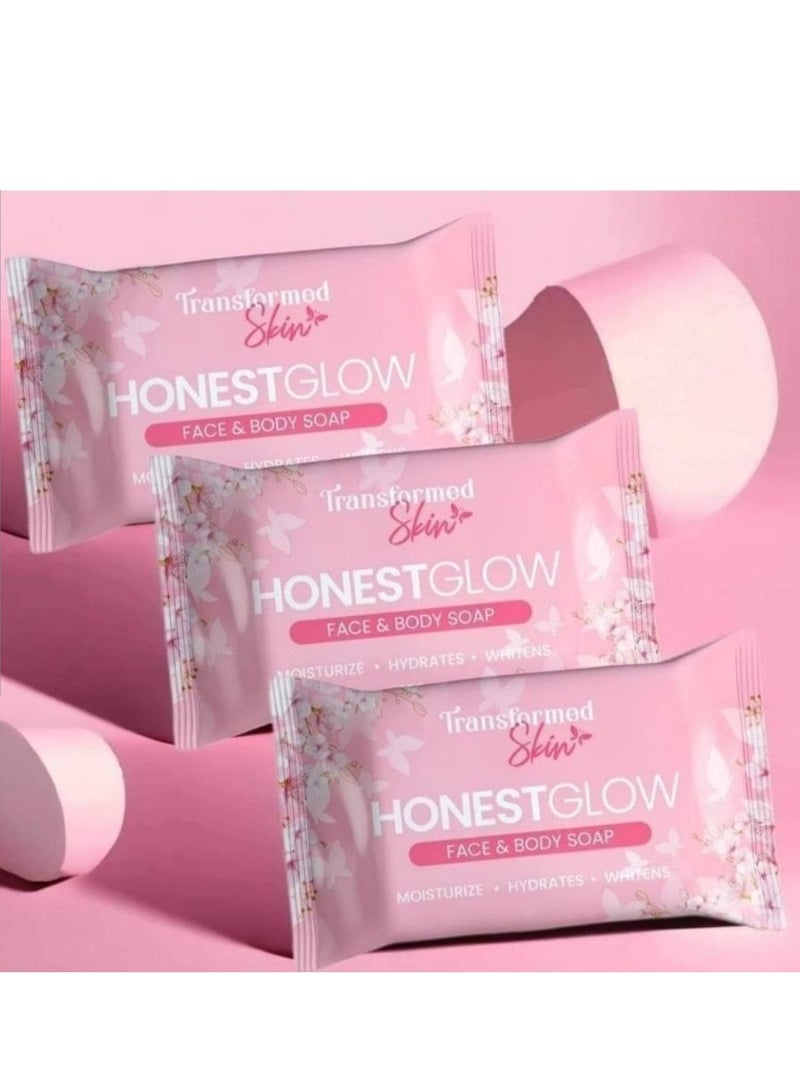 Honest Glow Face and Body Soap, consisting of three pieces