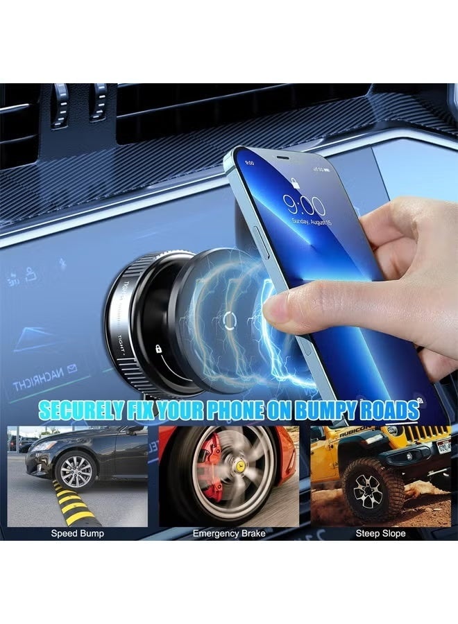 360° Rotating Magnetic Car Phone Holder - Mechanical Vacuum Suction Mount, N52 Strong Magnet for Dashboard & Windshield - Image 3