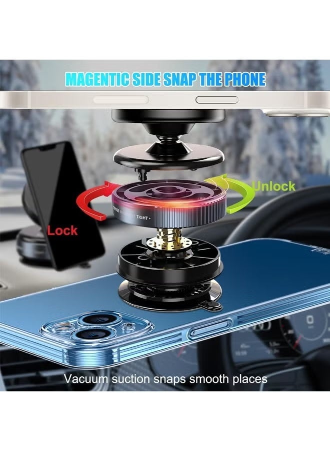 360° Rotating Magnetic Car Phone Holder - Mechanical Vacuum Suction Mount, N52 Strong Magnet for Dashboard & Windshield - Image 5